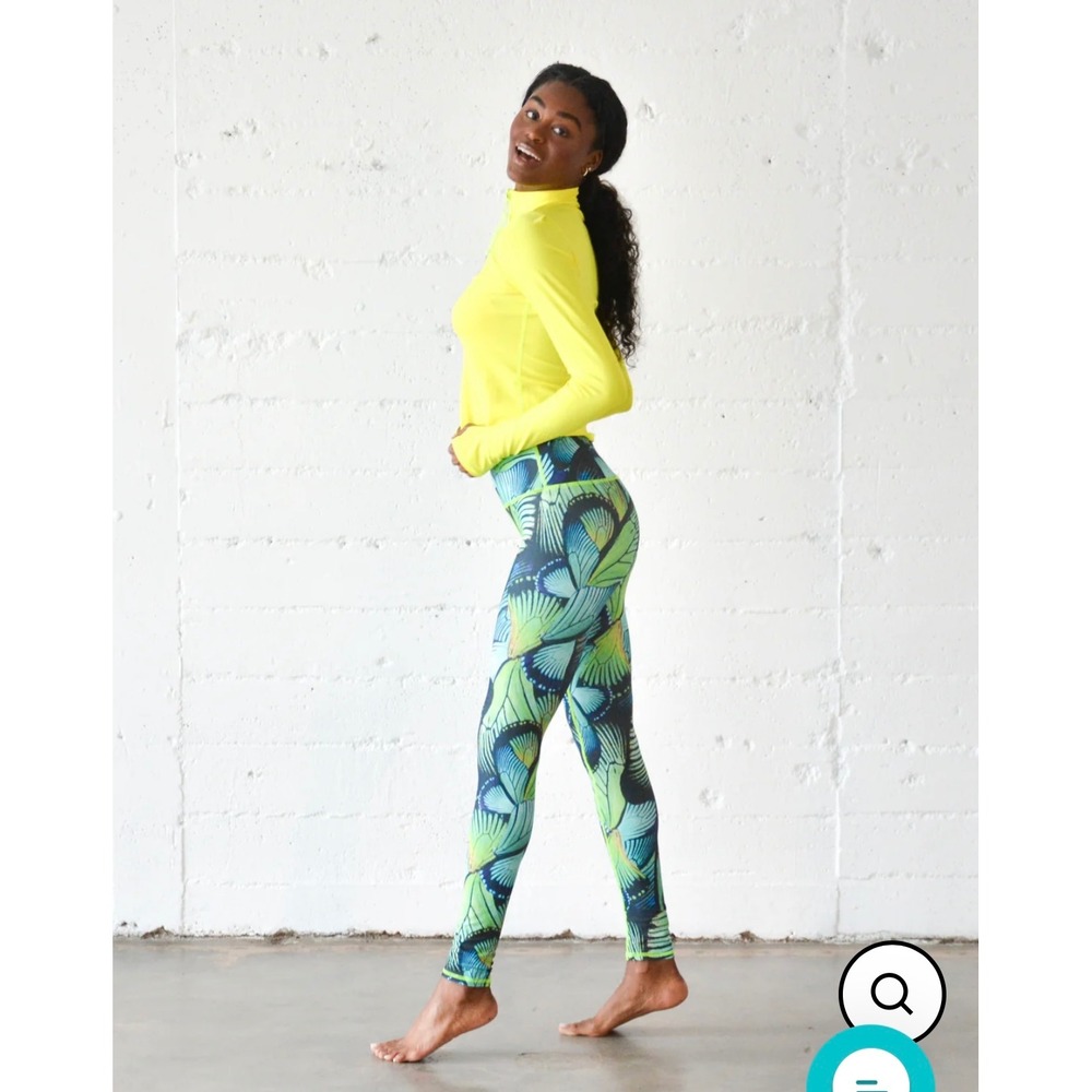 Tutublue Turq Flyer Butterfly Leggings Womens Large Teal UPF 50 SPF Beach